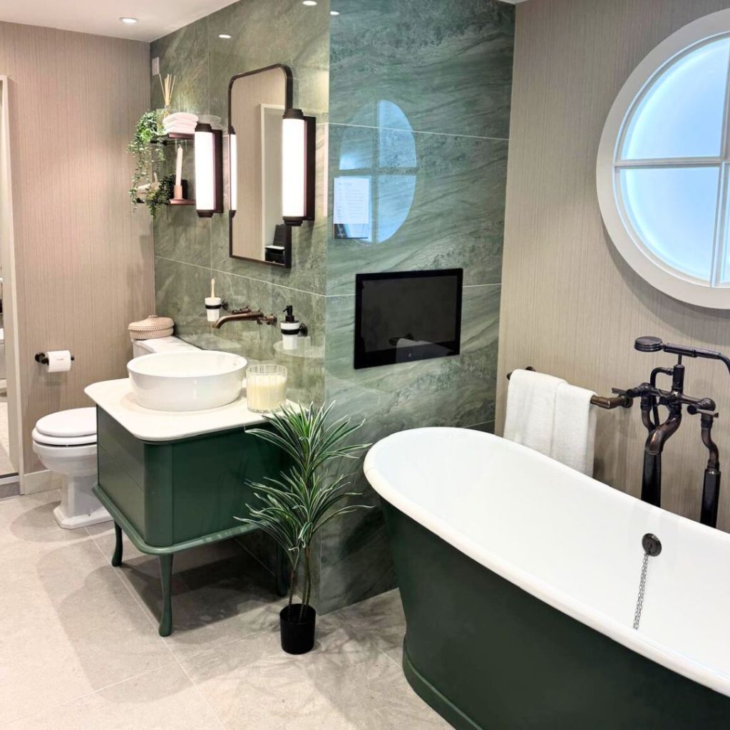 Bathroom tiled in display unit at CP Bathrooms 