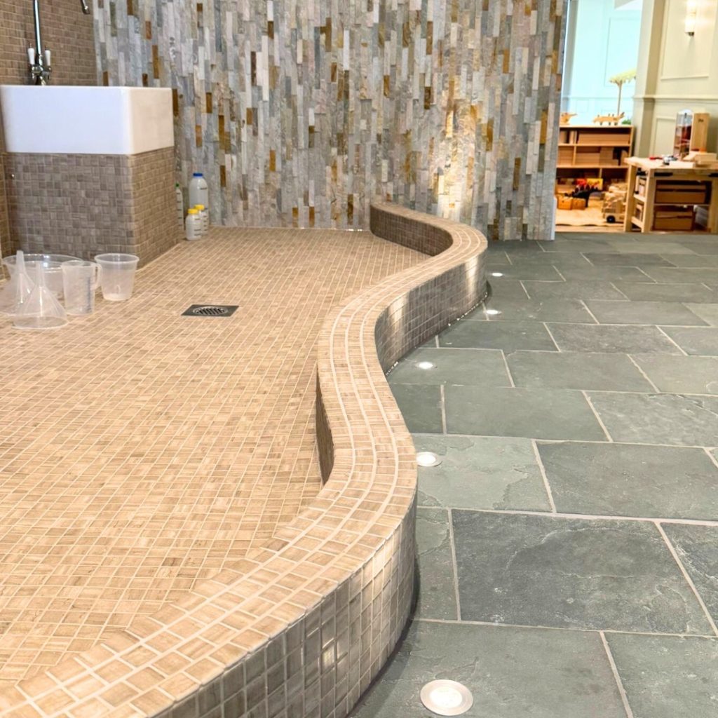 Water play.  Bespoke design wet tray system in shower area 