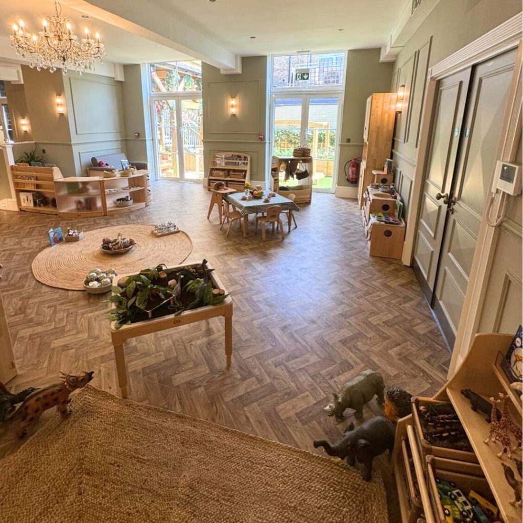 Playroom in a nursery floor tiles
